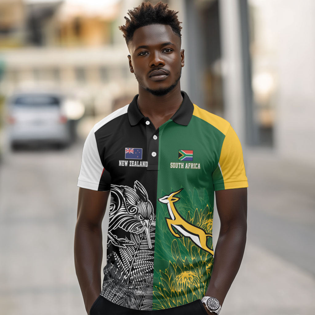 South Africa - New Zealand Greatest Rivals Rugby Custom Polo Shirt Bokke Vs Kiwi