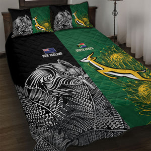 South Africa - New Zealand Greatest Rivals Rugby Quilt Bed Set Bokke Vs Kiwi