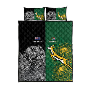 South Africa - New Zealand Greatest Rivals Rugby Quilt Bed Set Bokke Vs Kiwi