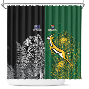 South Africa - New Zealand Greatest Rivals Rugby Shower Curtain Bokke Vs Kiwi