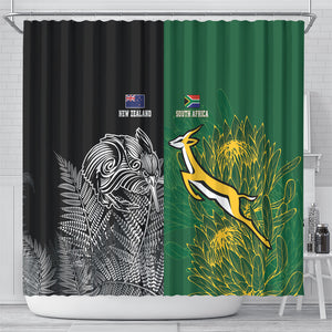 South Africa - New Zealand Greatest Rivals Rugby Shower Curtain Bokke Vs Kiwi