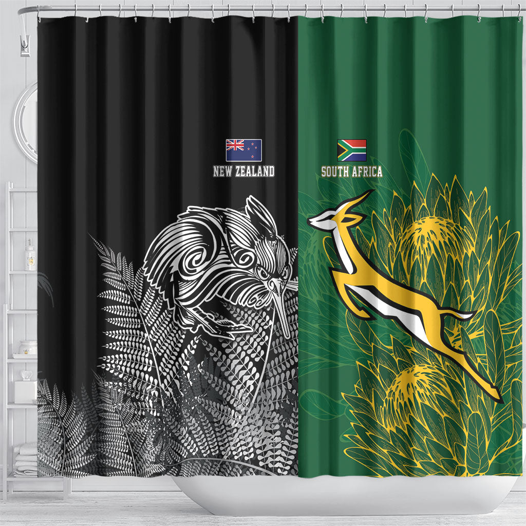 South Africa - New Zealand Greatest Rivals Rugby Shower Curtain Bokke Vs Kiwi
