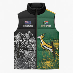 South Africa - New Zealand Greatest Rivals Rugby Custom Sleeveless Puffer Jacket Bokke Vs Kiwi