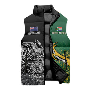 South Africa - New Zealand Greatest Rivals Rugby Custom Sleeveless Puffer Jacket Bokke Vs Kiwi