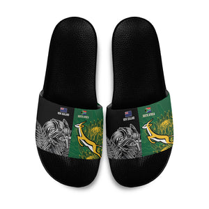South Africa - New Zealand Greatest Rivals Rugby Slide Sandals Bokke Vs Kiwi