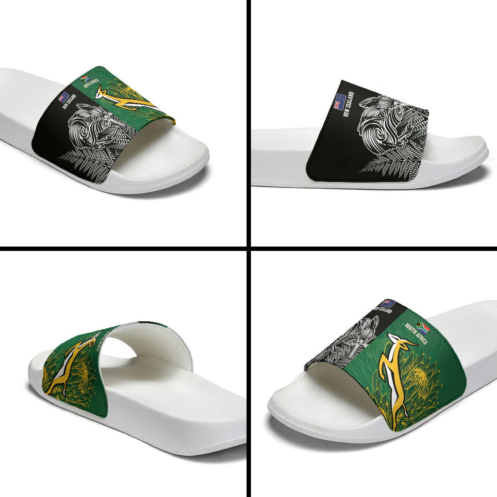 South Africa - New Zealand Greatest Rivals Rugby Slide Sandals Bokke Vs Kiwi