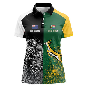 South Africa - New Zealand Greatest Rivals Rugby Custom Women Polo Shirt Bokke Vs Kiwi