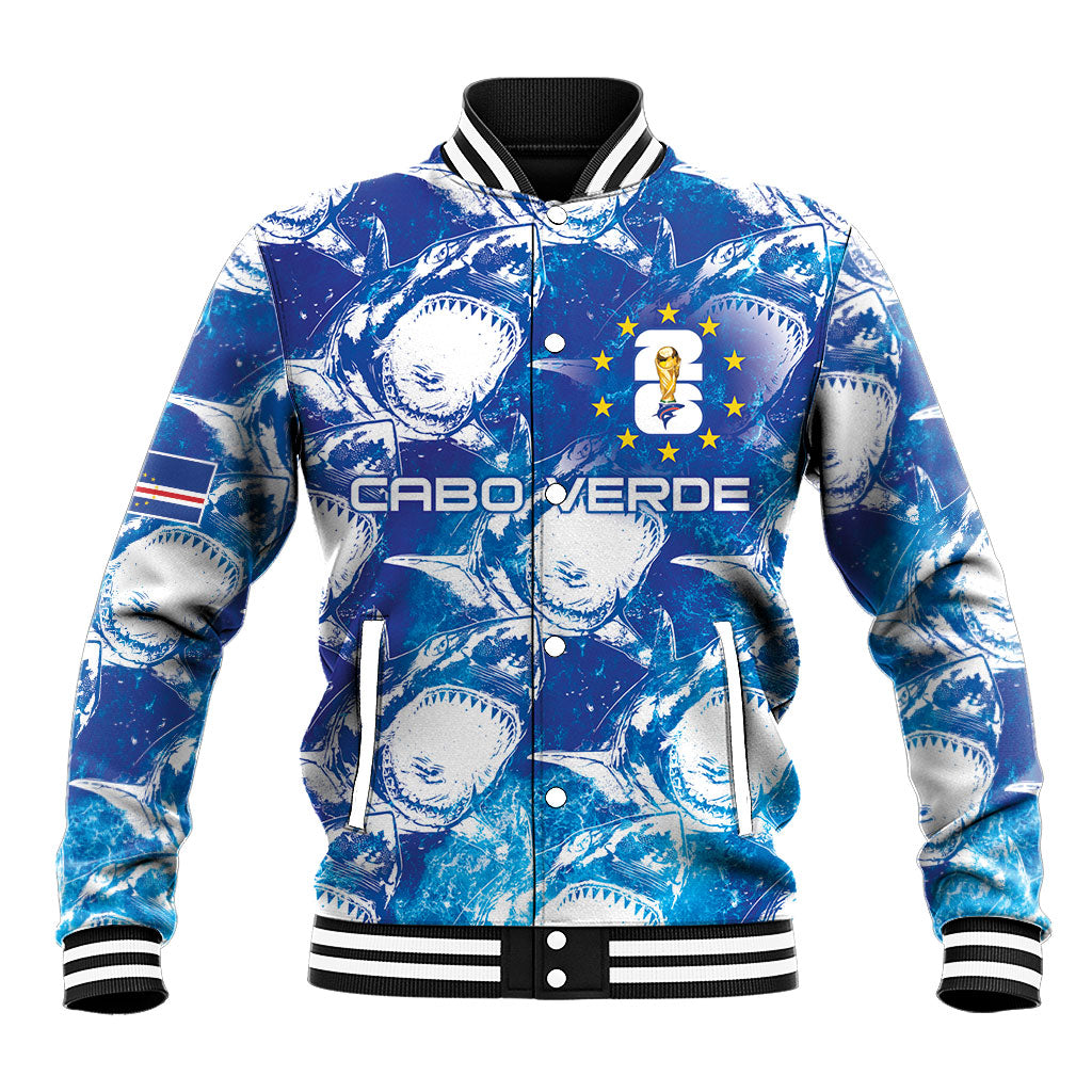 Cabo Verde WC2026 Prematch Guernsey Inspired Custom Baseball Jacket Tubaroes Azuis Making History