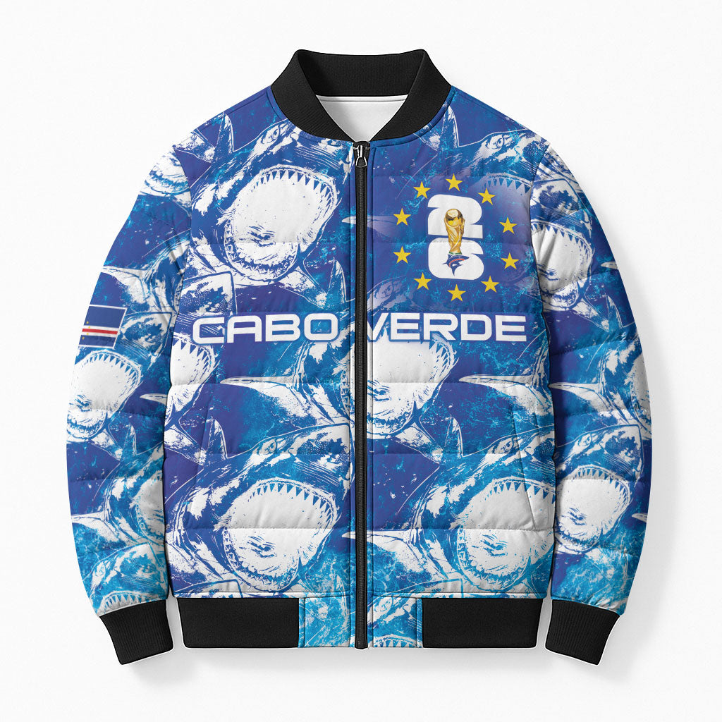 Cabo Verde WC2026 Prematch Guernsey Inspired Custom Bomber Puffer Jacket Tubaroes Azuis Making History