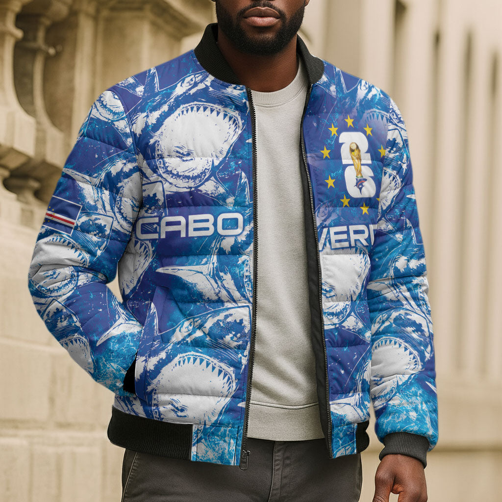 Cabo Verde WC2026 Prematch Guernsey Inspired Custom Bomber Puffer Jacket Tubaroes Azuis Making History