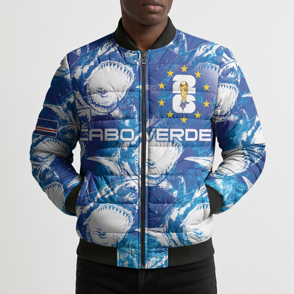 Cabo Verde WC2026 Prematch Guernsey Inspired Custom Bomber Puffer Jacket Tubaroes Azuis Making History
