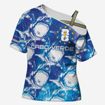 Cabo Verde WC2026 Prematch Guernsey Inspired Custom Cross Shoulder Shirt Tubaroes Azuis Making History