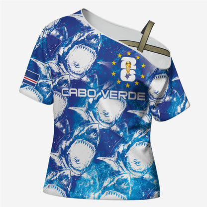 Cabo Verde WC2026 Prematch Guernsey Inspired Custom Cross Shoulder Shirt Tubaroes Azuis Making History