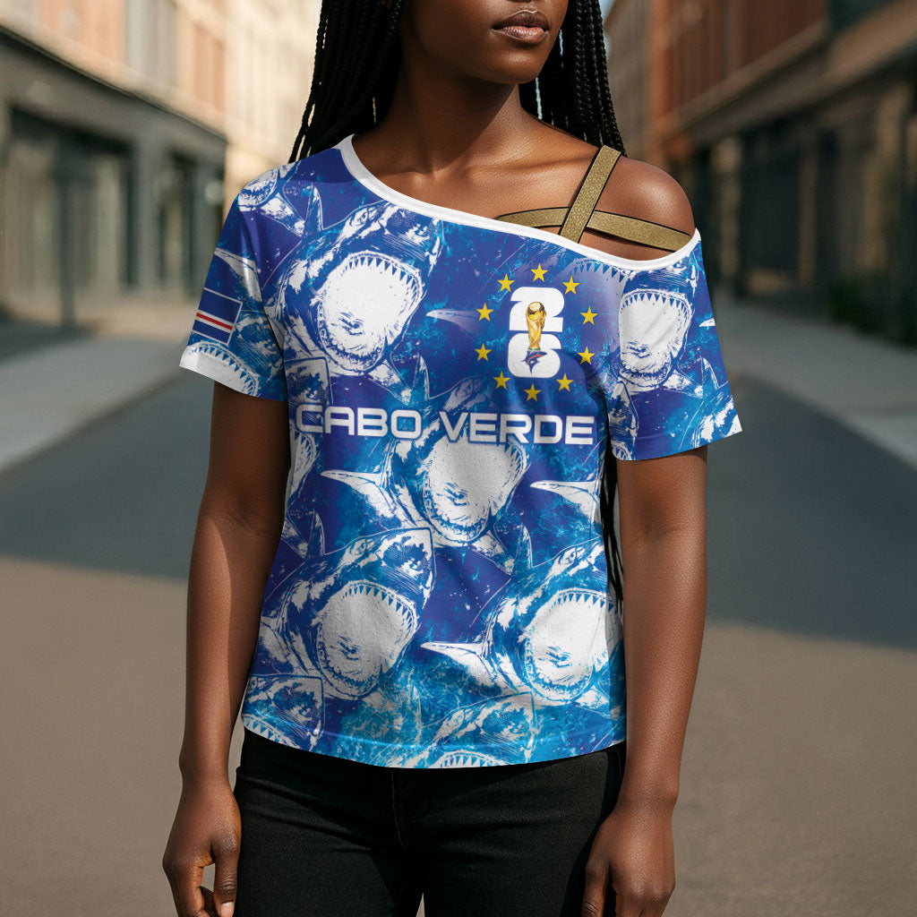Cabo Verde WC2026 Prematch Guernsey Inspired Custom Cross Shoulder Shirt Tubaroes Azuis Making History