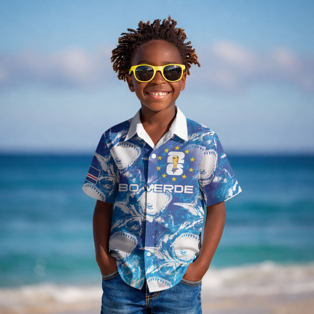 Cabo Verde WC2026 Prematch Guernsey Inspired Custom Kid Hawaiian Shirt Tubaroes Azuis Making History