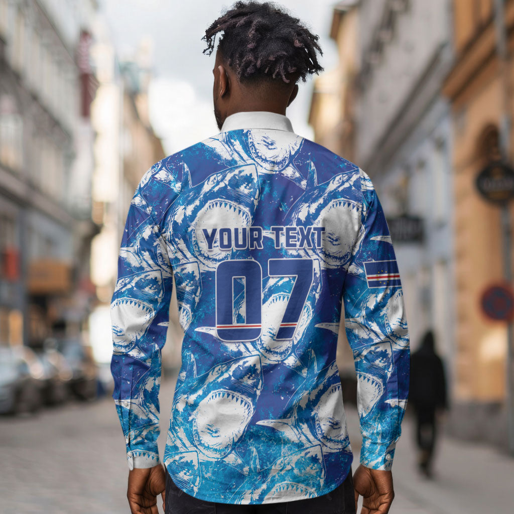 Cabo Verde WC2026 Prematch Guernsey Inspired Custom Long Sleeve Button Shirt Tubaroes Azuis Making History
