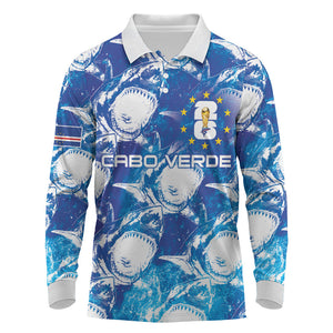 Cabo Verde WC2026 Prematch Guernsey Inspired Custom Long Sleeve Polo Shirt Tubaroes Azuis Making History