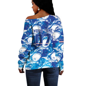 Cabo Verde WC2026 Prematch Guernsey Inspired Custom Off Shoulder Sweater Tubaroes Azuis Making History