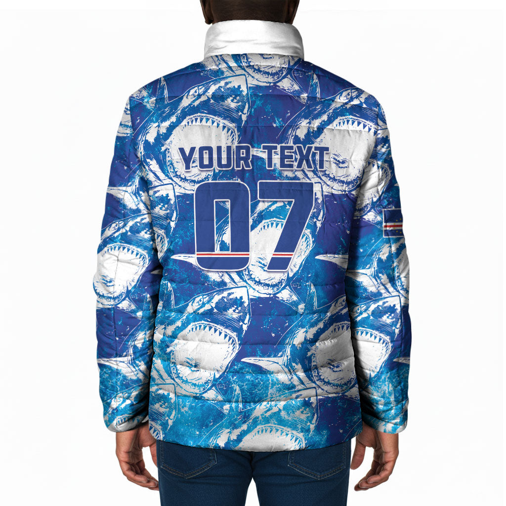 Cabo Verde WC2026 Prematch Guernsey Inspired Custom Padded Jacket Tubaroes Azuis Making History