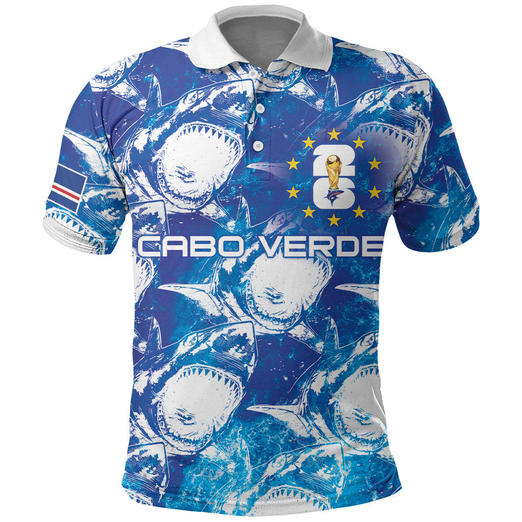 Cabo Verde WC2026 Prematch Guernsey Inspired Custom Polo Shirt Tubaroes Azuis Making History