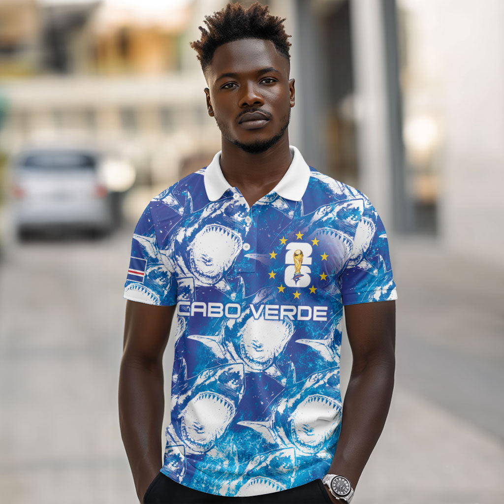 Cabo Verde WC2026 Prematch Guernsey Inspired Custom Polo Shirt Tubaroes Azuis Making History