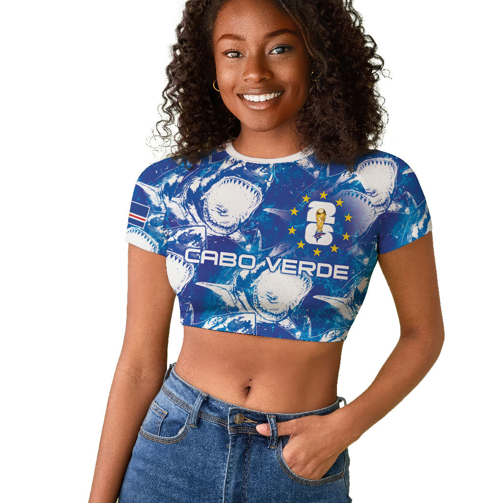 Cabo Verde WC2026 Prematch Guernsey Inspired Custom Raglan Cropped T shirt Tubaroes Azuis Making History