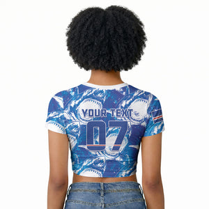 Cabo Verde WC2026 Prematch Guernsey Inspired Custom Raglan Cropped T shirt Tubaroes Azuis Making History