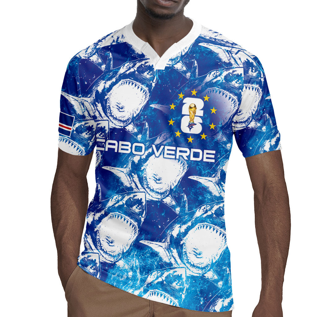 Cabo Verde WC2026 Prematch Guernsey Inspired Custom Rugby Jersey Tubaroes Azuis Making History