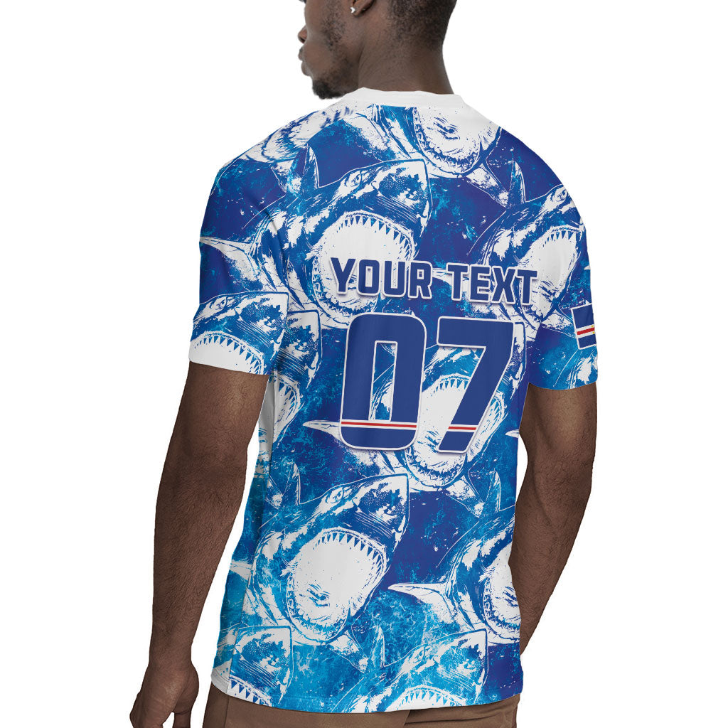 Cabo Verde WC2026 Prematch Guernsey Inspired Custom Rugby Jersey Tubaroes Azuis Making History