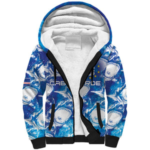 Cabo Verde WC2026 Prematch Guernsey Inspired Custom Sherpa Hoodie Tubaroes Azuis Making History