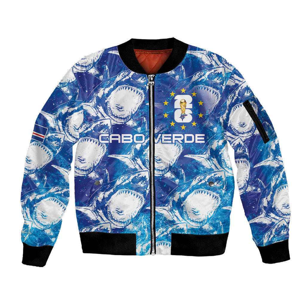 Cabo Verde WC2026 Prematch Guernsey Inspired Custom Sleeve Zip Bomber Jacket Tubaroes Azuis Making History