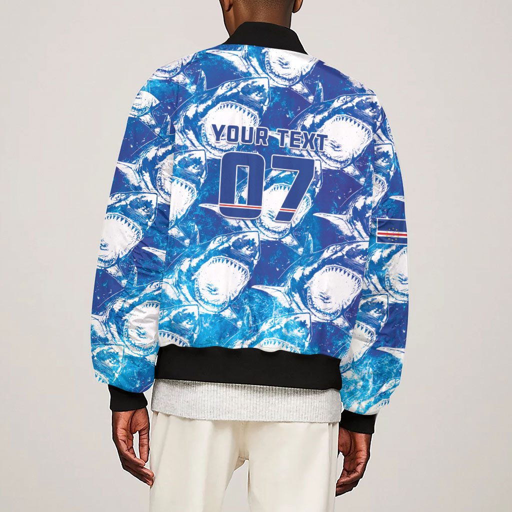 Cabo Verde WC2026 Prematch Guernsey Inspired Custom Sleeve Zip Bomber Jacket Tubaroes Azuis Making History