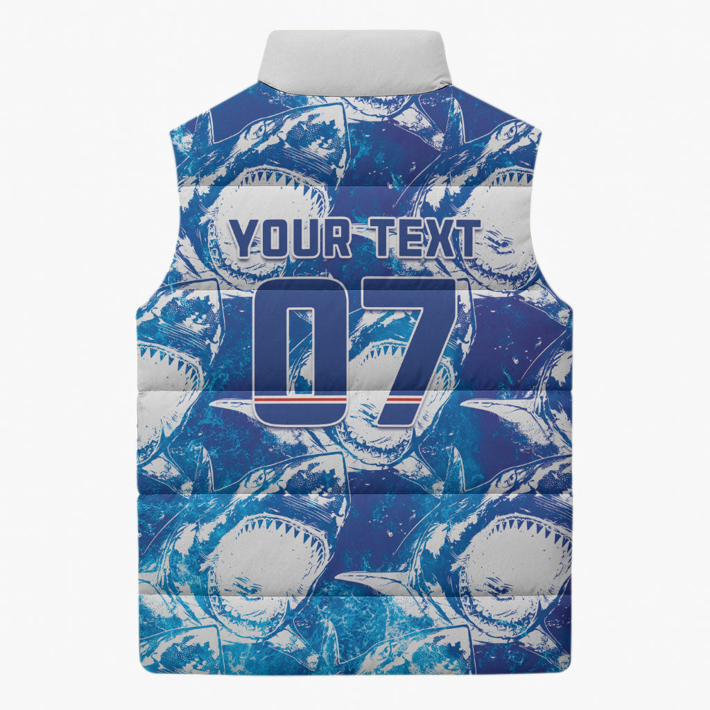 Cabo Verde WC2026 Prematch Guernsey Inspired Custom Sleeveless Puffer Jacket Tubaroes Azuis Making History