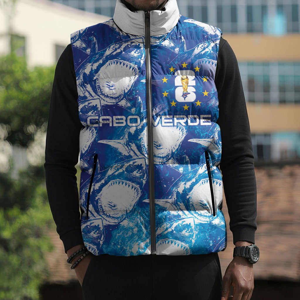 Cabo Verde WC2026 Prematch Guernsey Inspired Custom Sleeveless Puffer Jacket Tubaroes Azuis Making History