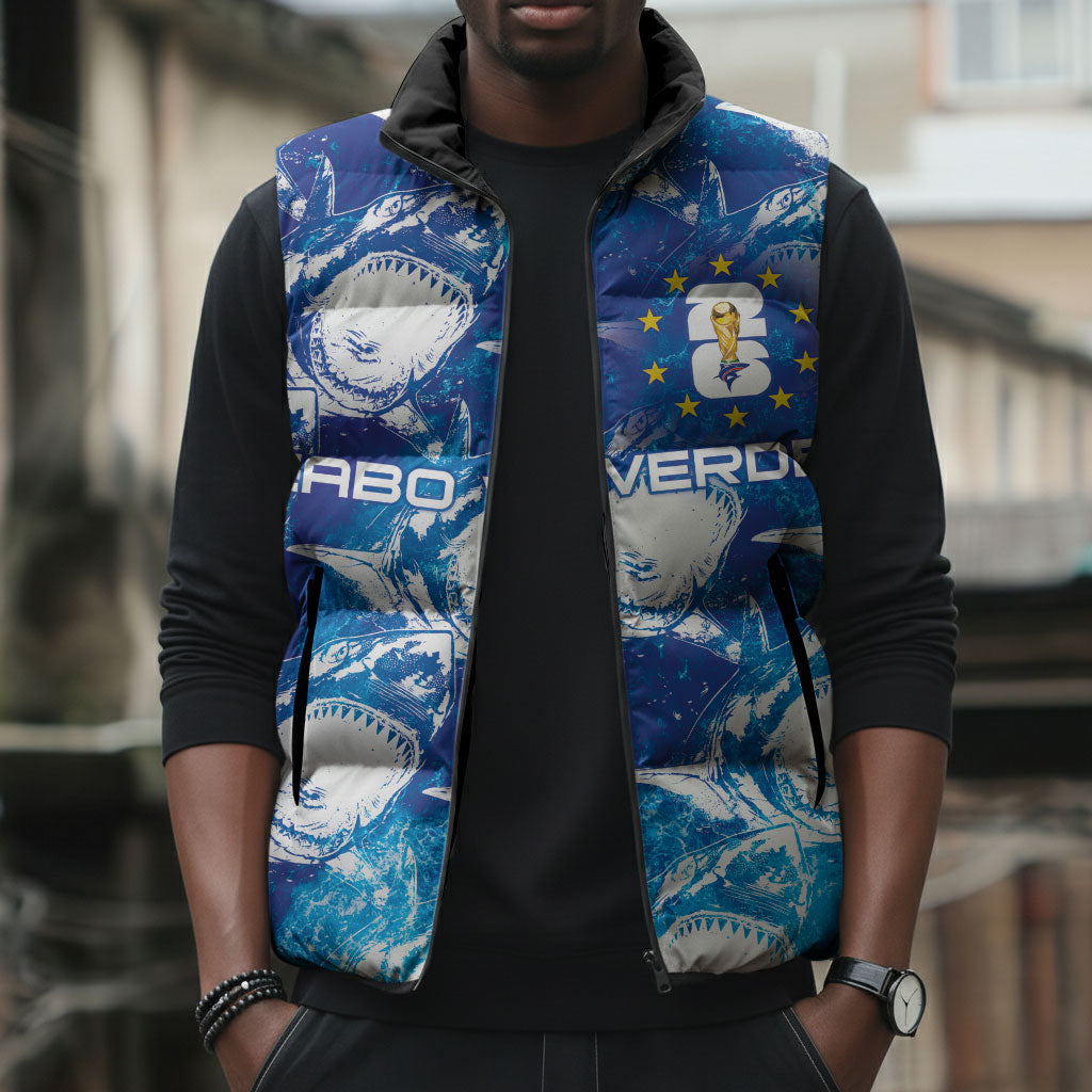 Cabo Verde WC2026 Prematch Guernsey Inspired Custom Sleeveless Puffer Jacket Tubaroes Azuis Making History