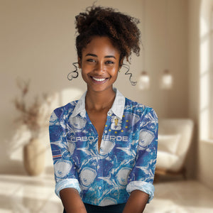 Cabo Verde WC2026 Prematch Guernsey Inspired Custom Women Casual Shirt Tubaroes Azuis Making History