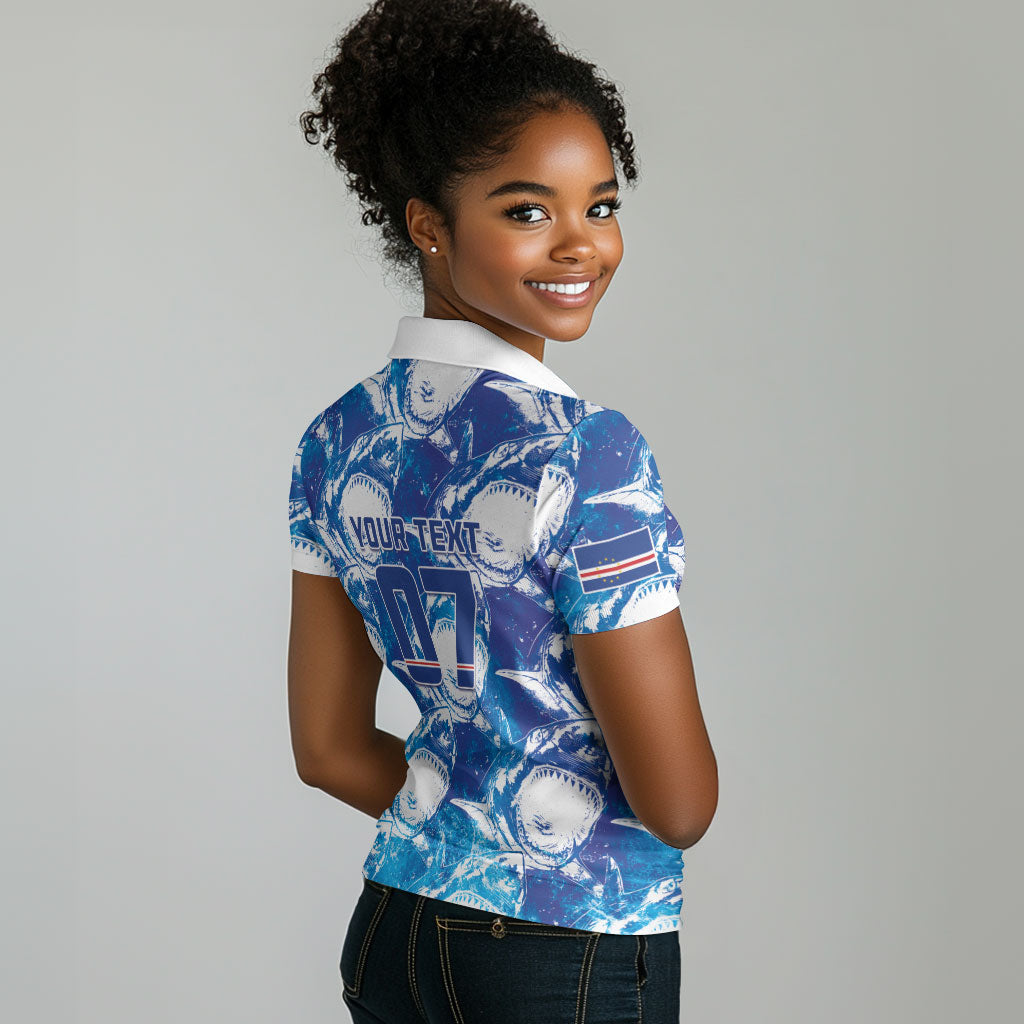 Cabo Verde WC2026 Prematch Guernsey Inspired Custom Women Polo Shirt Tubaroes Azuis Making History