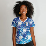 Cabo Verde WC2026 Prematch Guernsey Inspired Custom Women V-Neck T-Shirt Tubaroes Azuis Making History