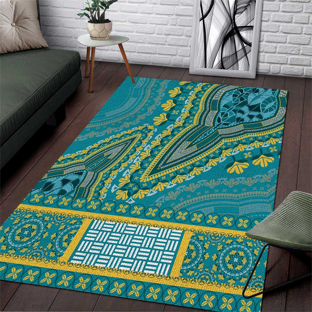 Dashiki Area Rug Luxury Afro - Teal