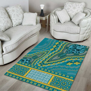 Dashiki Area Rug Luxury Afro - Teal