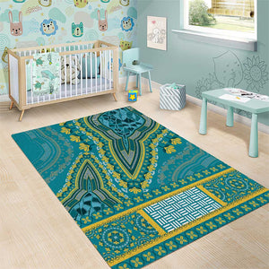 Dashiki Area Rug Luxury Afro - Teal