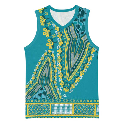 Dashiki Basketball Jersey Luxury Afro - Teal LT7