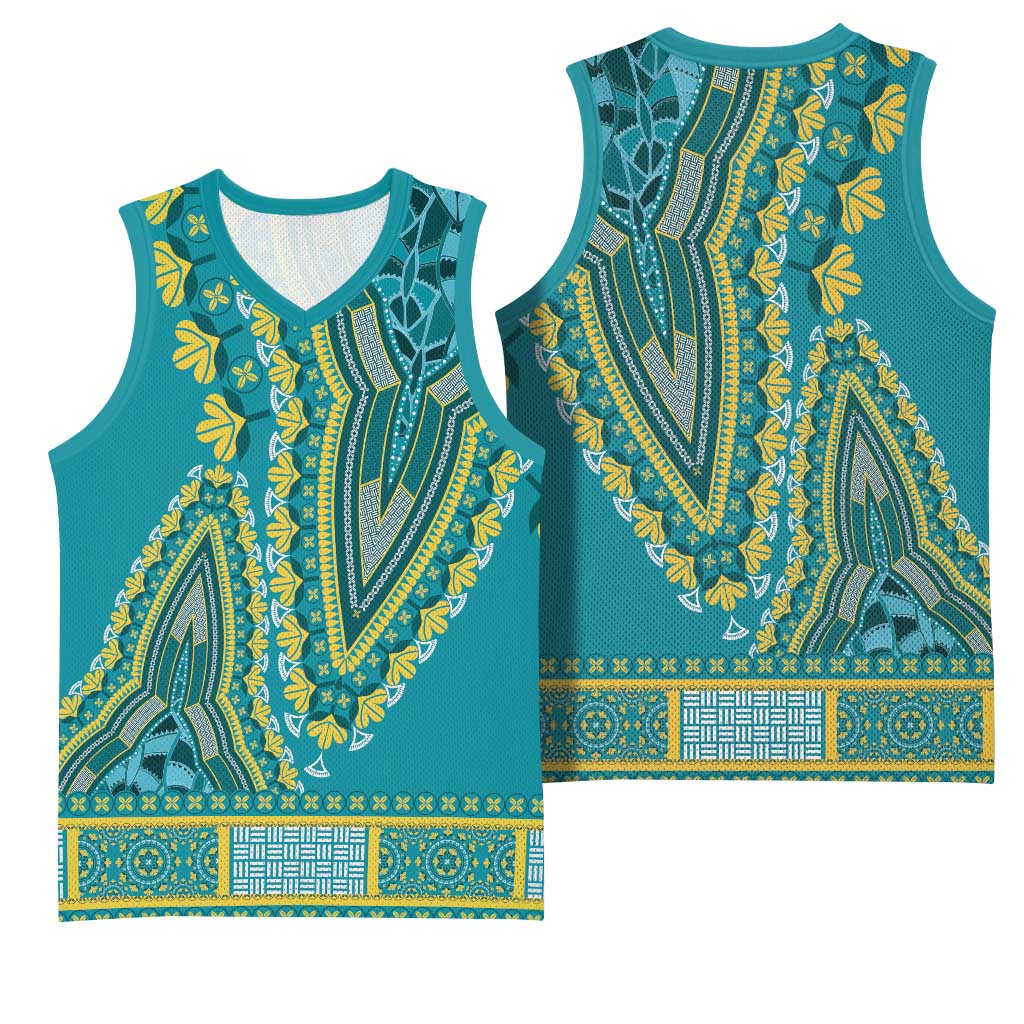 Dashiki Basketball Jersey Luxury Afro - Teal LT7