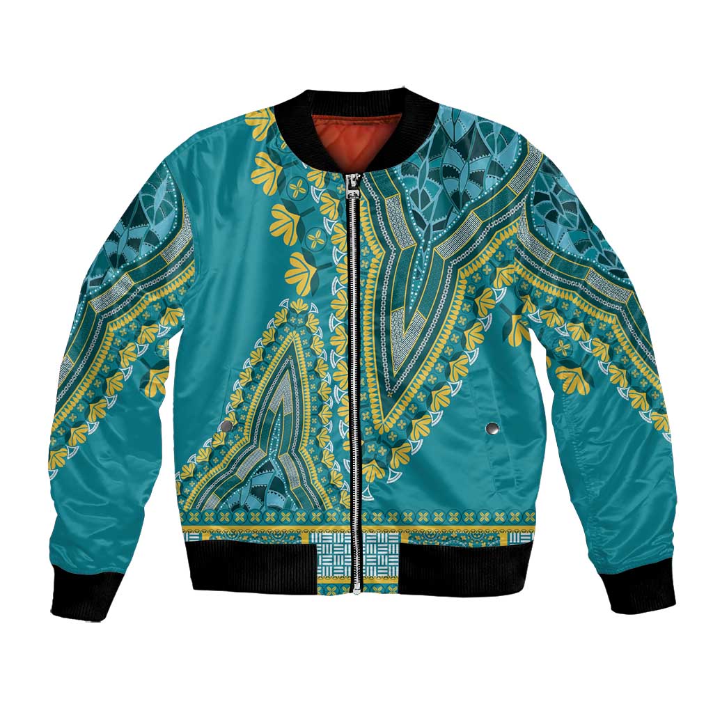 Dashiki Bomber Jacket Luxury Afro - Teal