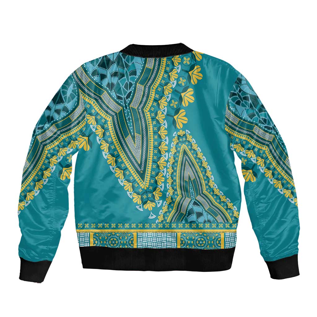 Dashiki Bomber Jacket Luxury Afro - Teal