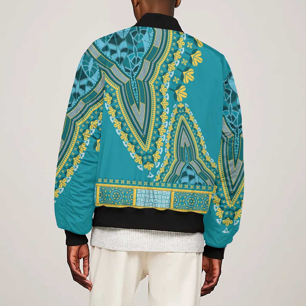 Dashiki Bomber Jacket Luxury Afro - Teal