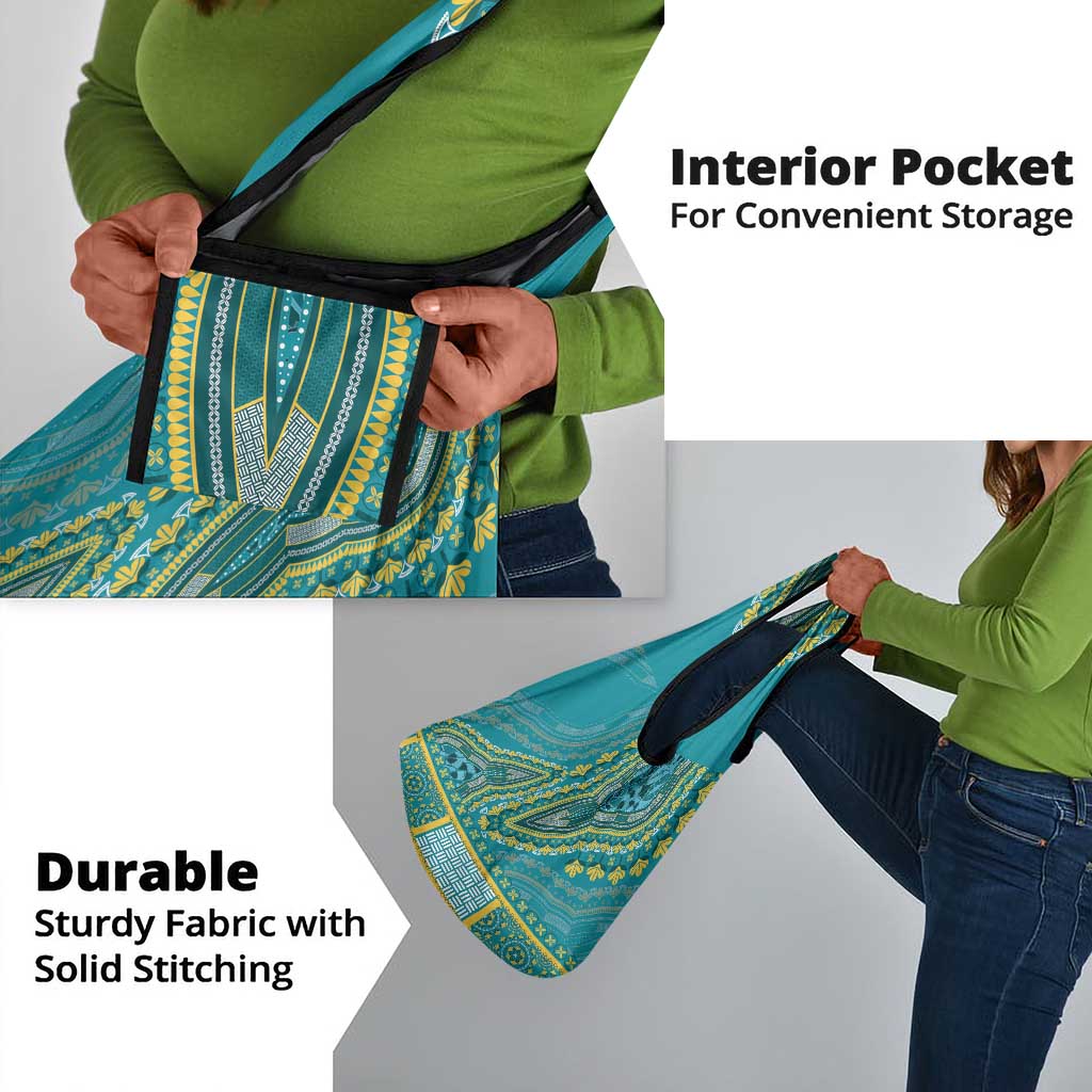 Dashiki Grocery Bag Luxury Afro - Teal