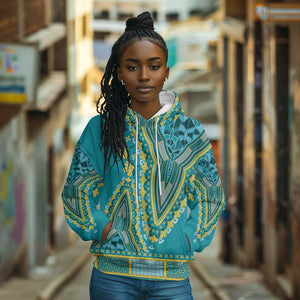 Dashiki Hoodie Luxury Afro - Teal