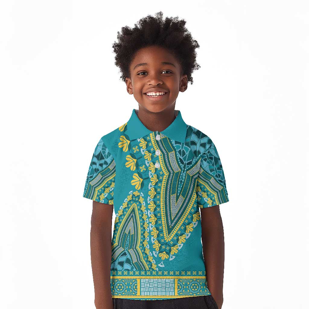 Dashiki Kid Polo Shirt Luxury Afro - Teal