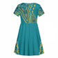 Dashiki Kid Short Sleeve Dress Luxury Afro - Teal